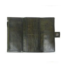 Load image into Gallery viewer, Myra Zidana Santa Fe Woven Veg Tanned Leather Wallet in Luna Green