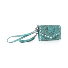 Load image into Gallery viewer, Myra Elise Handtooled Leather Wallet in Lagoon Trail