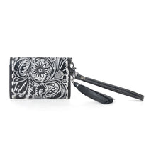 Load image into Gallery viewer, Myra Elise Handtooled Leather Wallet in Dark Mist