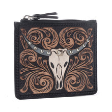 Load image into Gallery viewer, Myra Briar Creek Handtooled Leather Credit Card Holder in Ebony Caramel