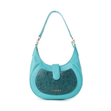 Load image into Gallery viewer, Myra Alanna Embossed Leather Bag in Prairie Aqua