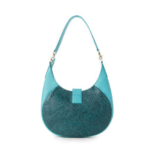 Load image into Gallery viewer, Myra Alanna Embossed Leather Bag in Prairie Aqua