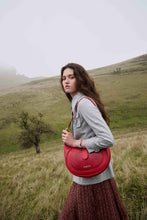 Load image into Gallery viewer, Myra Alanna Embossed Leather Bag in Wild Cherry