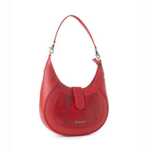 Load image into Gallery viewer, Myra Alanna Embossed Leather Bag in Wild Cherry