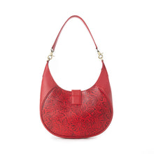 Load image into Gallery viewer, Myra Alanna Embossed Leather Bag in Wild Cherry