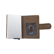 Load image into Gallery viewer, Myra Rugged Raven Leather Credit Card Holder in Canyon Amber