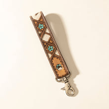 Load image into Gallery viewer, Myra Moonflower Handtooled Leather Keyfob in Sienna Sky