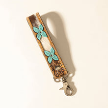 Load image into Gallery viewer, Myra Painted Prairie Handtooled Leather Keyfob in Desert Lace