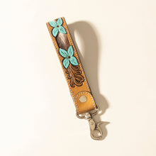 Load image into Gallery viewer, Myra Painted Prairie Handtooled Leather Keyfob in Desert Lace