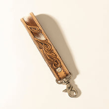 Load image into Gallery viewer, Myra Sedona Blaze Handtooled Leather Keyfob in Bronze Ember