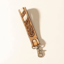 Load image into Gallery viewer, Myra Sedona Blaze Handtooled Leather Keyfob in Bronze Ember