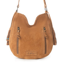 Load image into Gallery viewer, Myra Savannah Sunset Fringed Leather Bag in Deep Mocha
