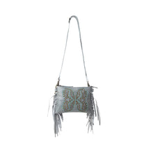 Load image into Gallery viewer, Myra ThunderFly Fringed Leather Bag in Silver Dust
