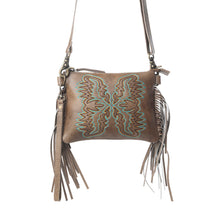 Load image into Gallery viewer, Myra ThunderFly Fringed Leather Bag in Mojave Brown