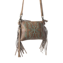 Load image into Gallery viewer, Myra ThunderFly Fringed Leather Bag in Mojave Brown