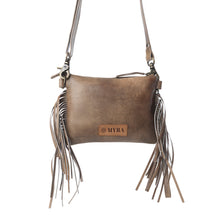Load image into Gallery viewer, Myra ThunderFly Fringed Leather Bag in Mojave Brown