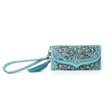 Load image into Gallery viewer, Myra Wildflower Story Handtooled Leather Wallet in Crystal Jade