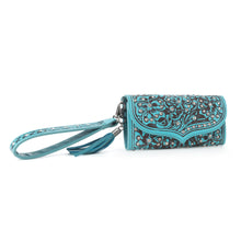 Load image into Gallery viewer, Myra Wildflower Story Handtooled Leather Wallet in Crystal Jade