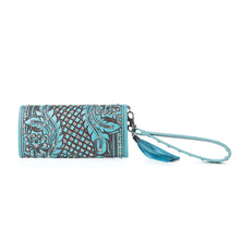Load image into Gallery viewer, Myra Wildflower Story Handtooled Leather Wallet in Crystal Jade