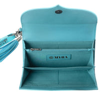 Load image into Gallery viewer, Myra Wildflower Story Handtooled Leather Wallet in Crystal Jade