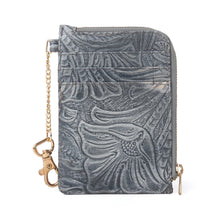 Load image into Gallery viewer, Myra Summer Grove Embossed Leather Credit Card Holder in Slate Grey