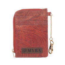 Load image into Gallery viewer, Myra Summer Grove Embossed Leather Credit Card Holder in Burnt Crimson