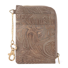 Load image into Gallery viewer, Myra Summer Grove Embossed Leather Credit Card Holder in Desert Taupe
