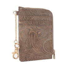 Load image into Gallery viewer, Myra Summer Grove Embossed Leather Credit Card Holder in Desert Taupe
