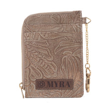 Load image into Gallery viewer, Myra Summer Grove Embossed Leather Credit Card Holder in Desert Taupe