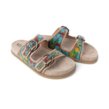 Load image into Gallery viewer, Myra Rio Verde Handtooled Leather Sandals in Agave Blue