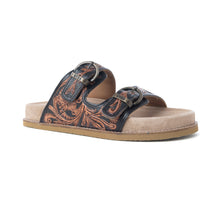 Load image into Gallery viewer, Myra Canyon Ember Handtooled Leather Sandals in Bronzed Brown