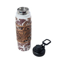 Load image into Gallery viewer, Moo &amp; Bloom Stainless Steel Water Bottle in Brown Leopard Print