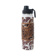 Load image into Gallery viewer, Moo &amp; Bloom Stainless Steel Water Bottle in Brown Leopard Print