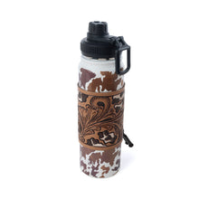 Load image into Gallery viewer, Moo &amp; Bloom Stainless Steel Water Bottle in Brown Leopard Print