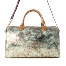 Load image into Gallery viewer, Myra Ranger's Echo Snake Print Leather Duffle Bag for Men in Faded Sage