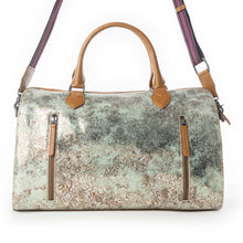 Load image into Gallery viewer, Myra Ranger's Echo Snake Print Leather Duffle Bag for Men in Faded Sage