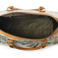 Load image into Gallery viewer, Myra Ranger's Echo Snake Print Leather Duffle Bag for Men in Faded Sage
