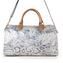 Load image into Gallery viewer, Myra Ranger's Echo Snake Print Leather Duffle Bag for Men in Aurora Viper