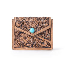 Load image into Gallery viewer, Myra Azura Bloom Leather Credit Card Holder in Saddle Dust