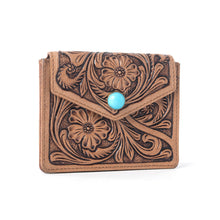 Load image into Gallery viewer, Myra Azura Bloom Leather Credit Card Holder in Saddle Dust
