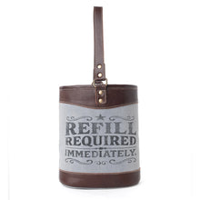 Load image into Gallery viewer, Myra Textura Cotton &amp; Leather Wine Holder in Saddle Frost