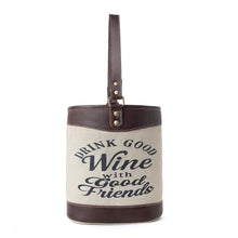 Load image into Gallery viewer, Myra Textura Cotton &amp; Leather Wine Holder in Mocha Cream