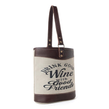 Load image into Gallery viewer, Myra Textura Cotton &amp; Leather Wine Holder in Mocha Cream