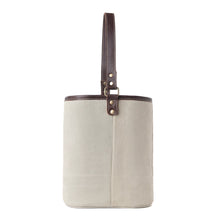 Load image into Gallery viewer, Myra Textura Cotton &amp; Leather Wine Holder in Mocha Cream