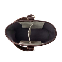 Load image into Gallery viewer, Myra Textura Cotton &amp; Leather Wine Holder in Mocha Cream