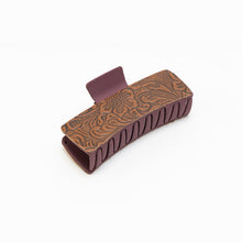 Load image into Gallery viewer, Myra Rust Road Brown Embossed Leather Hair Clip