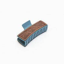Load image into Gallery viewer, Myra Everline Handtooled Hairclip in Sky Blue