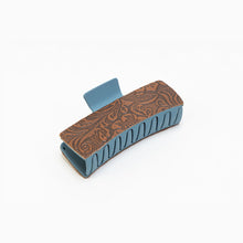 Load image into Gallery viewer, Myra Fairbank Embossed Leather Hair Clip in Ocean Oak