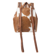 Load image into Gallery viewer, Myra Yellowstone Timber Pass Hairon Handtooled Leather Concealed Carry Bag in Caramel Tan
