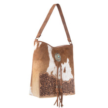 Load image into Gallery viewer, Myra Yellowstone Tawny Ridge Handtooled Hairon Concealed Carry Bag in Ivory Mocha